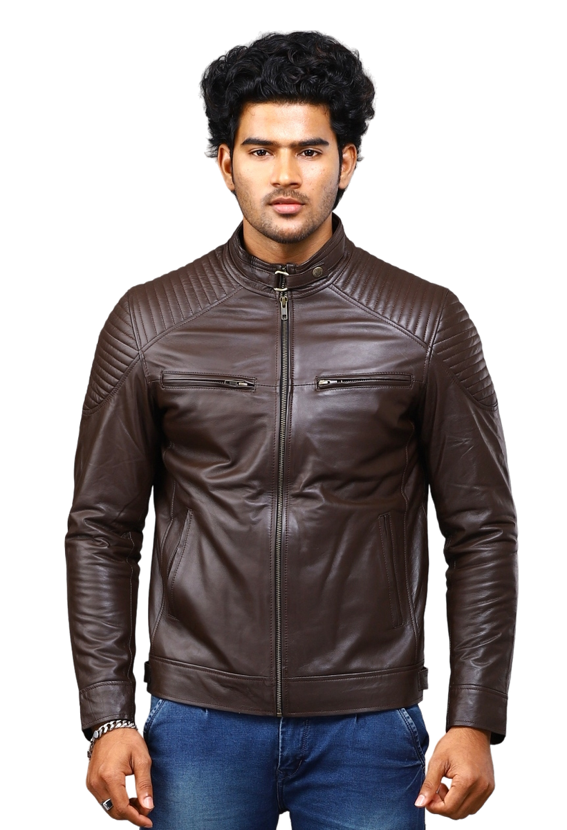 MENS LEATHER JACKET 41006 (BROWN) SREELEATHERS