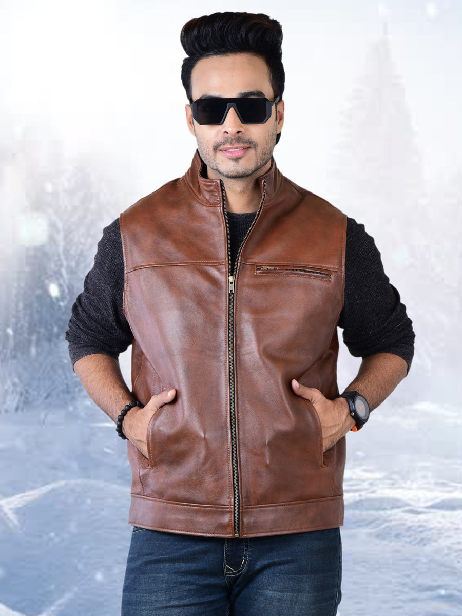 MENS LEATHER HALF JACKET 410186(2 TONE) – SREELEATHERS