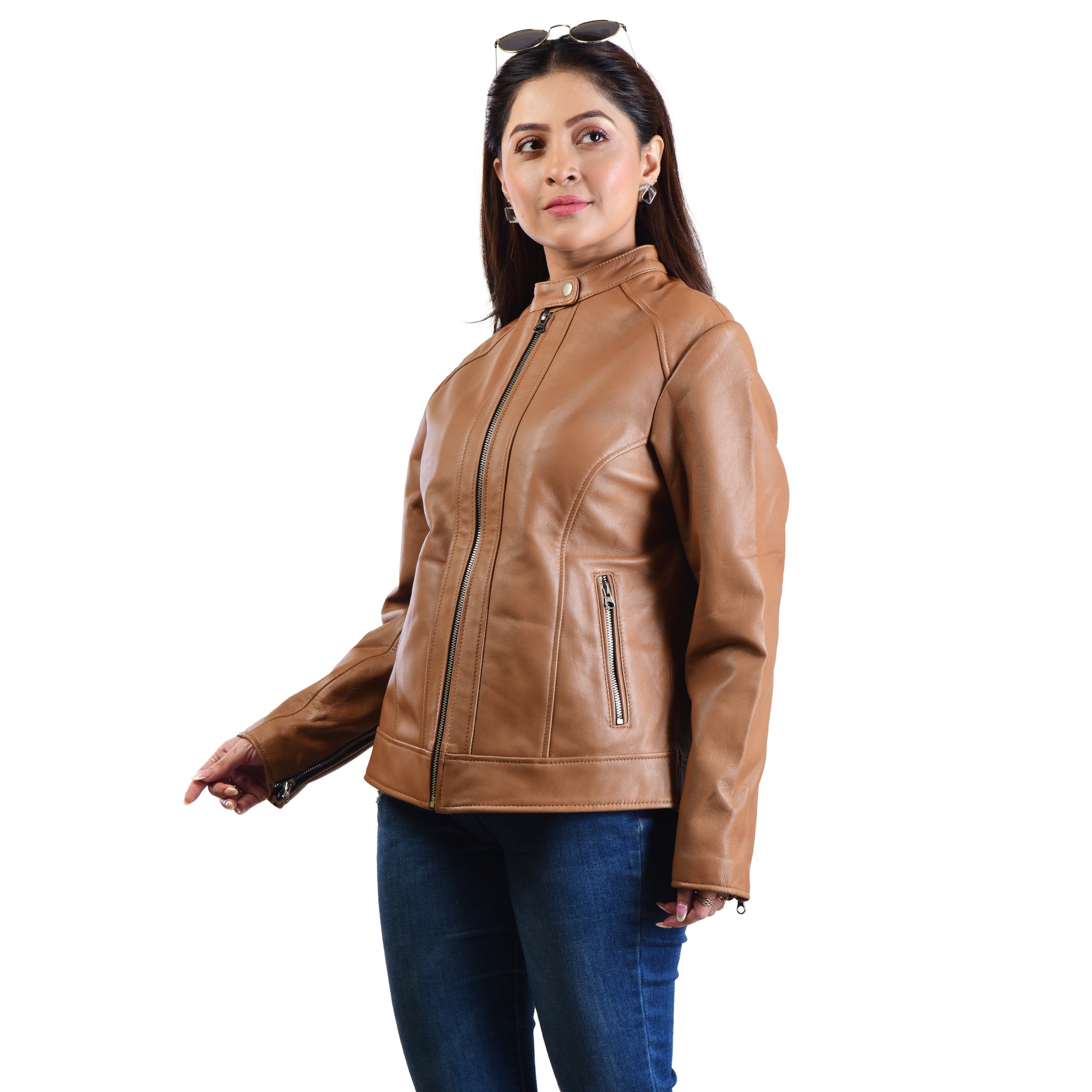WOMENS LEATHER JACKET 410159(TAN) – SREELEATHERS