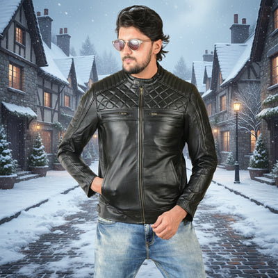 MENS LEATHER JACKET 410138(BLACK)