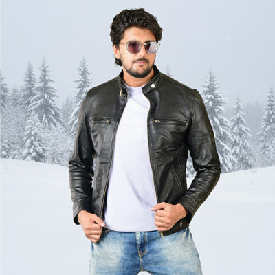 MENS LEATHER JACKET 410142(BLACK)