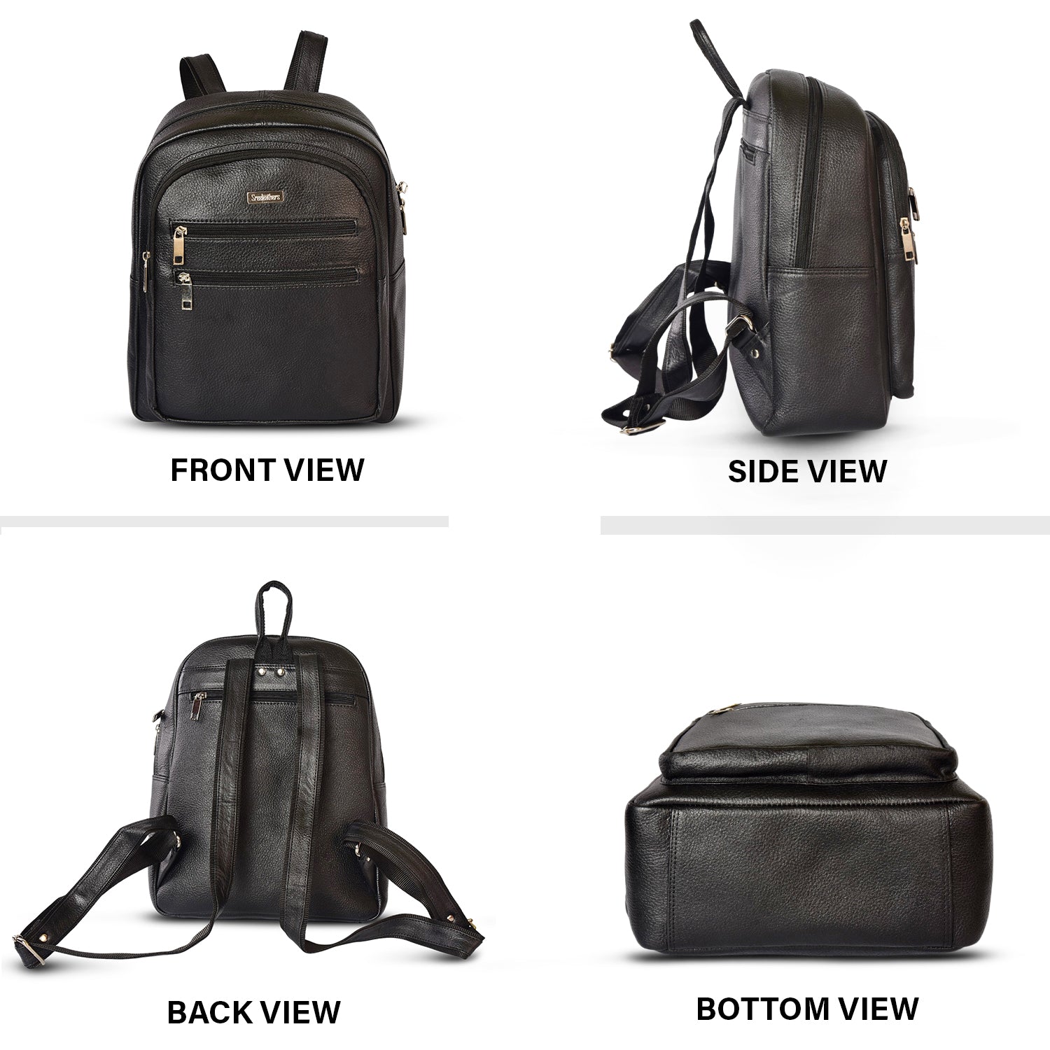black backpack with leather bottom LEATHER BACKPACK 36816 (Black) – SREELEATHERS