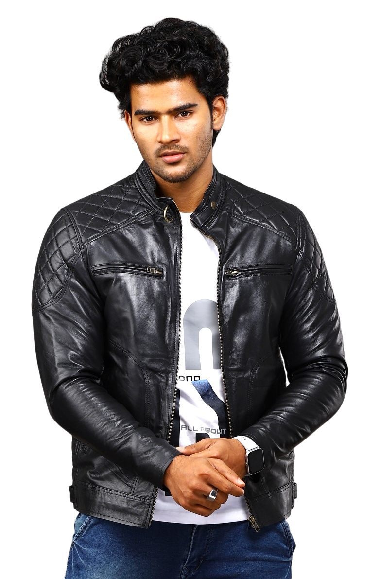MENS LEATHER JACKET 41007 (BLACK)