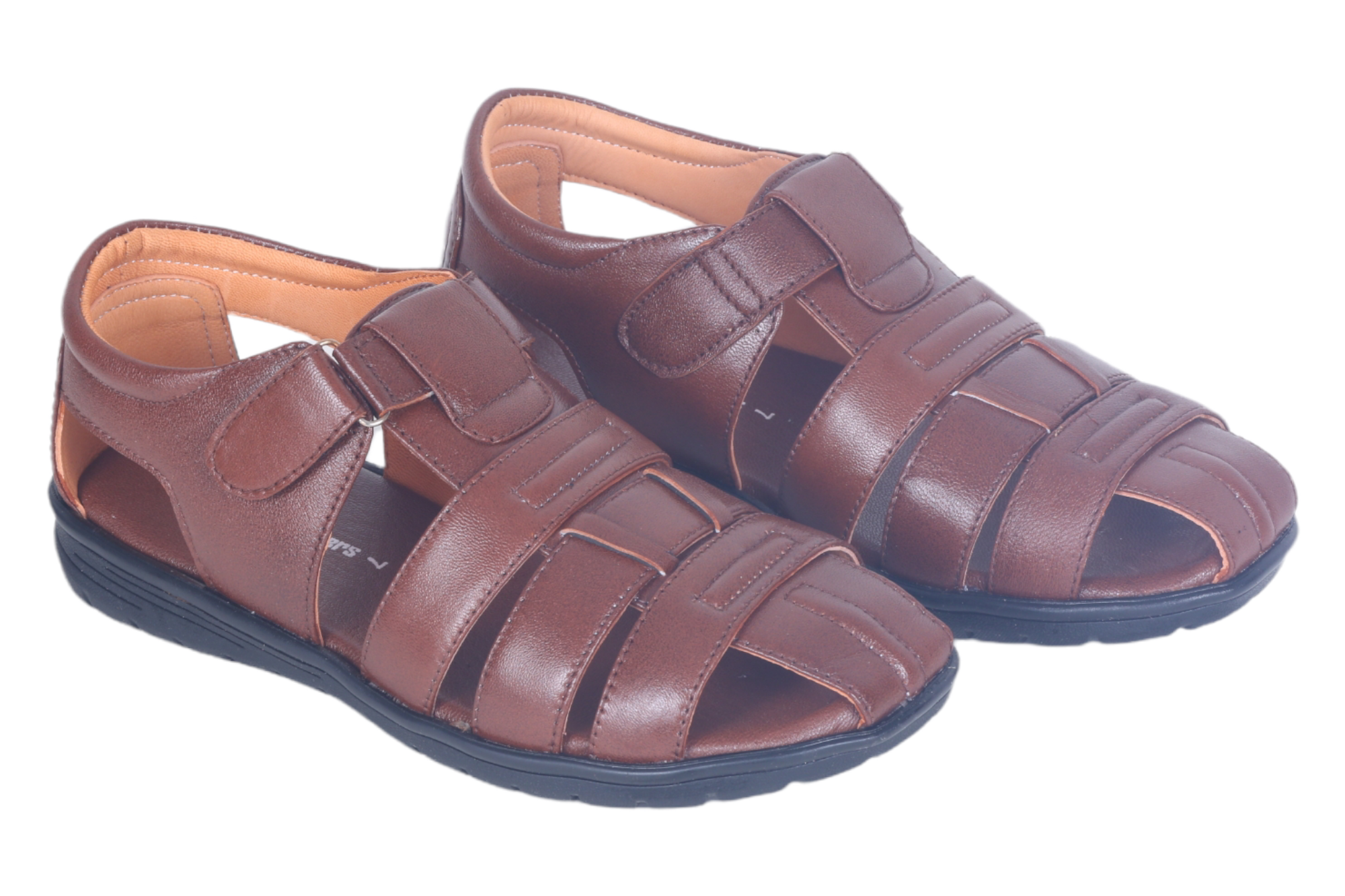 Tan Leather zig-zag sandals for Men - Mardi Gras