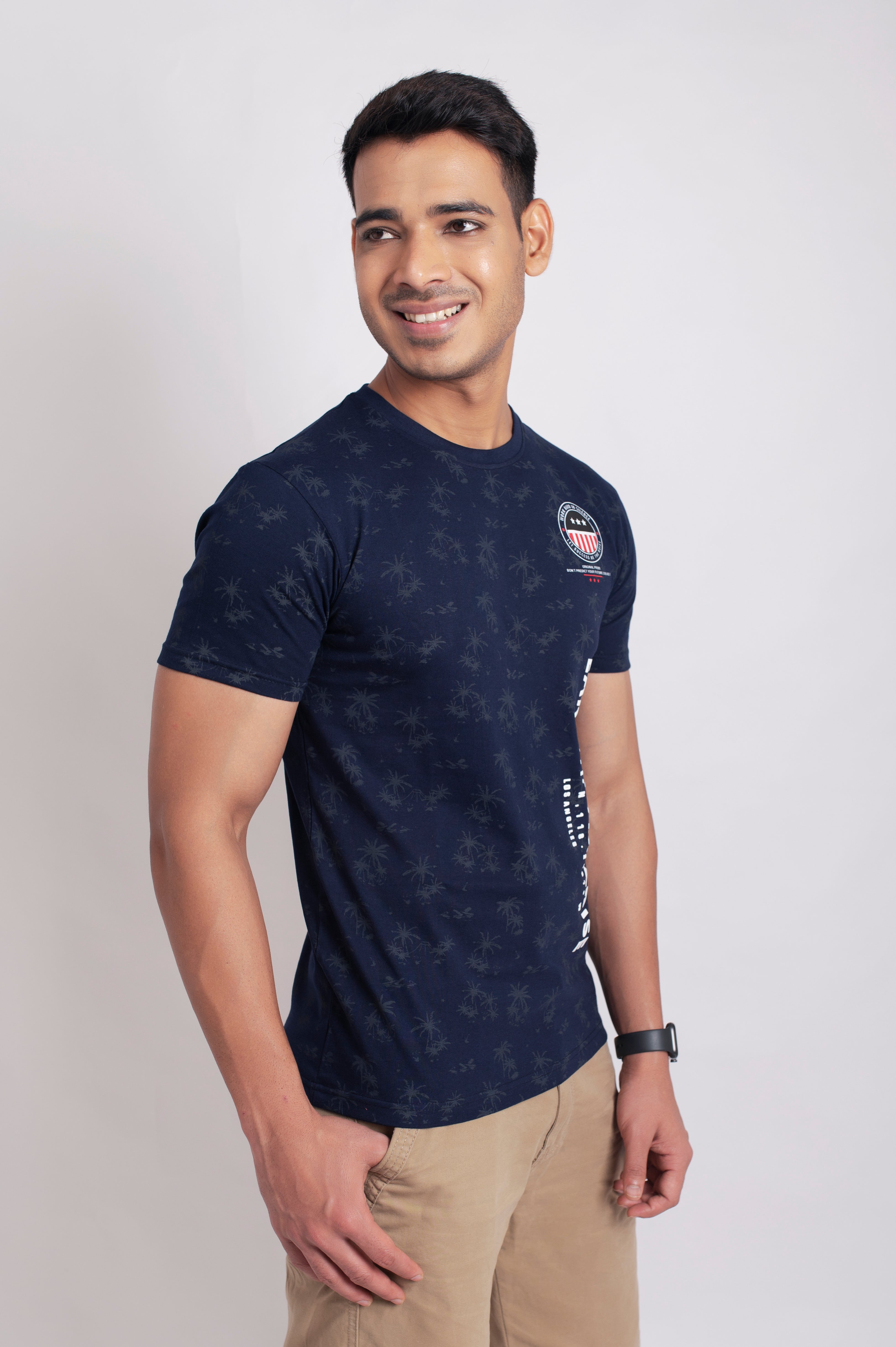 Round Neck Half Sleeve T-Shirt for Men 80109 (NAVY BLUE) – SREELEATHERS