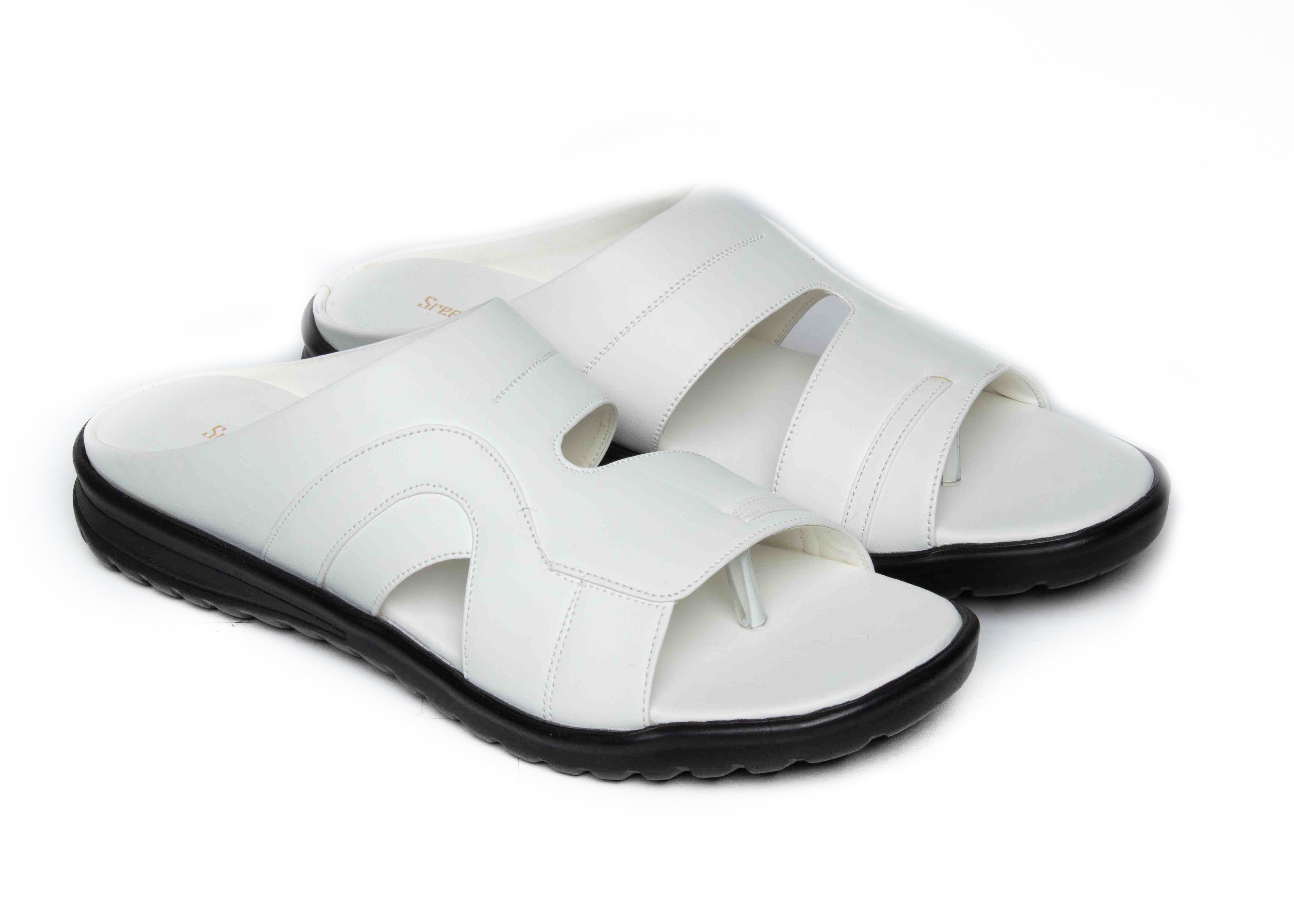 White Leather Straps Mens Gladiator Roman Platforms Sandals Shoes