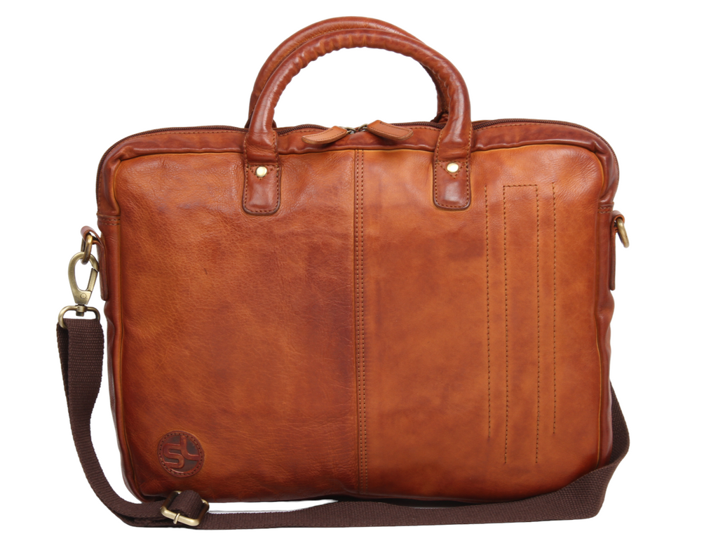 KUDIAN BEAR Quality Leather Men's Laptop Bag / Shoulder Bag for Men