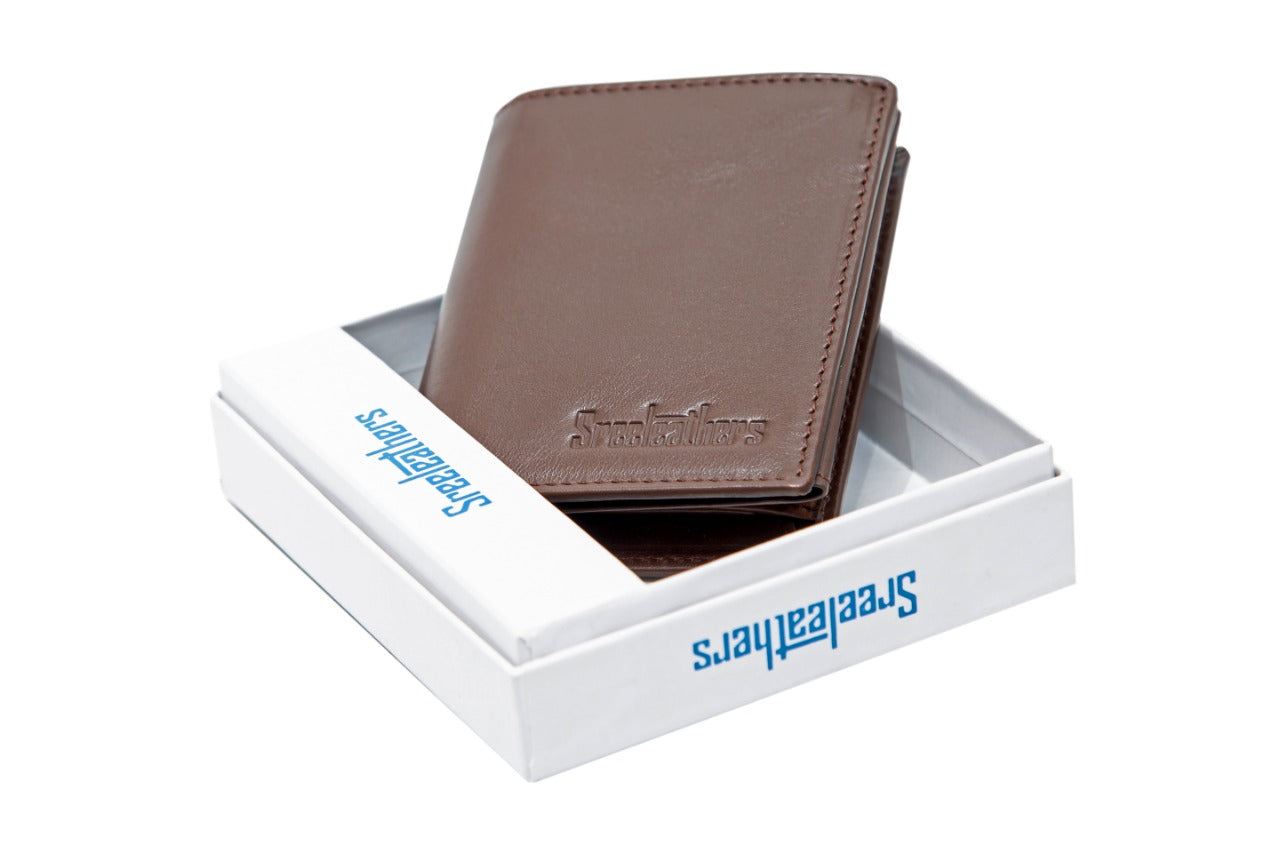 Buy serman brands Men's Leather RFID Blocking Bifold Slim Minimalist Front  Pocket Wallet (Texas Brown) at Amazon.in