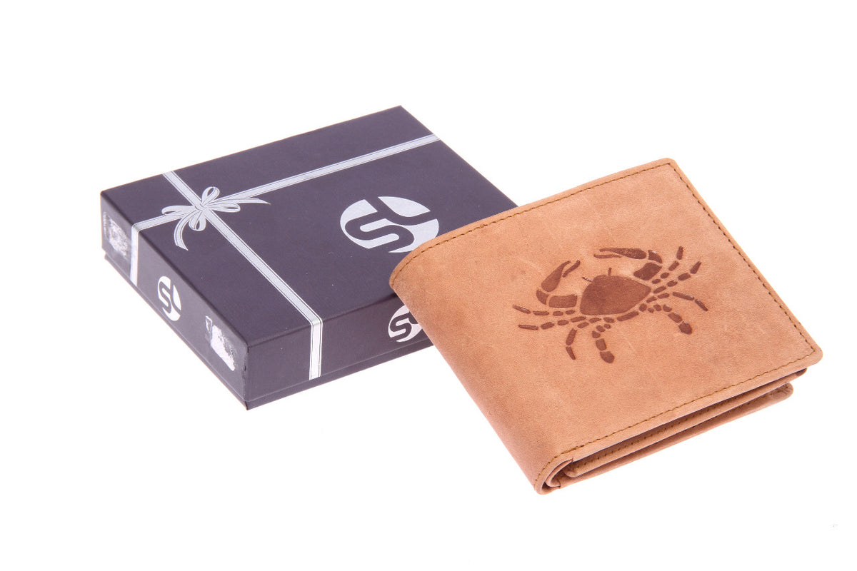 Mens leather wallet with zodiac sign 92957 (Cancer) – SREELEATHERS
